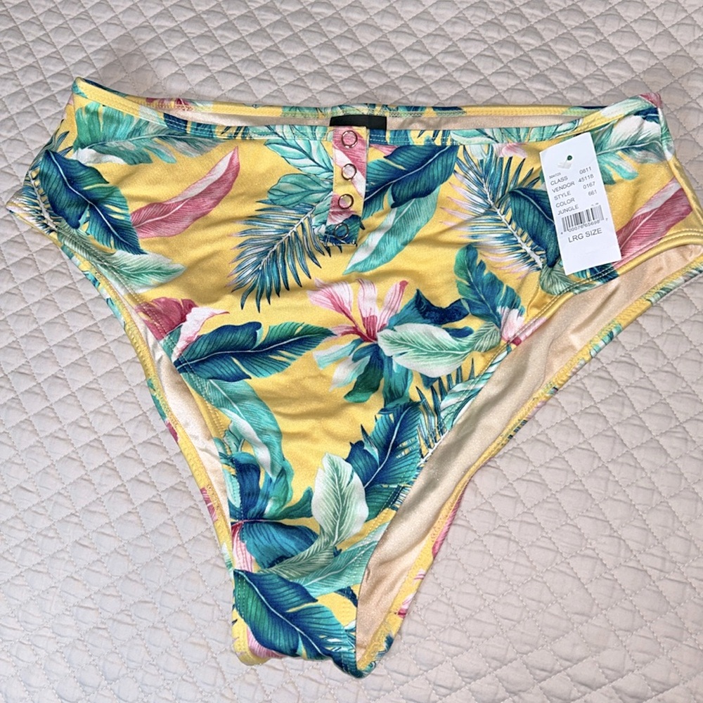 LA Hearts Yellow Tropical Bikini Bottoms - LG - New 🏝️